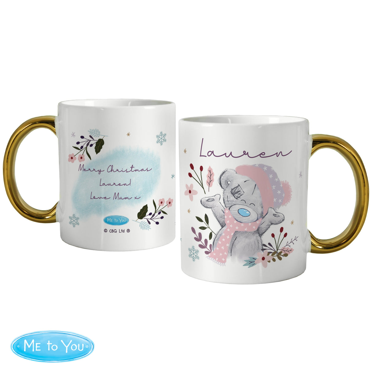 Personalised Me to You Cosy Winter Gold Handled Mug: 4 - Mugs