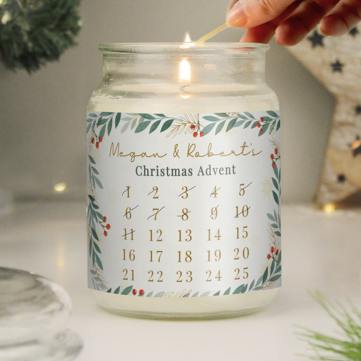 Personalised Countdown Christmas Large Candle Jar: 5 - Candles By Gift Moments