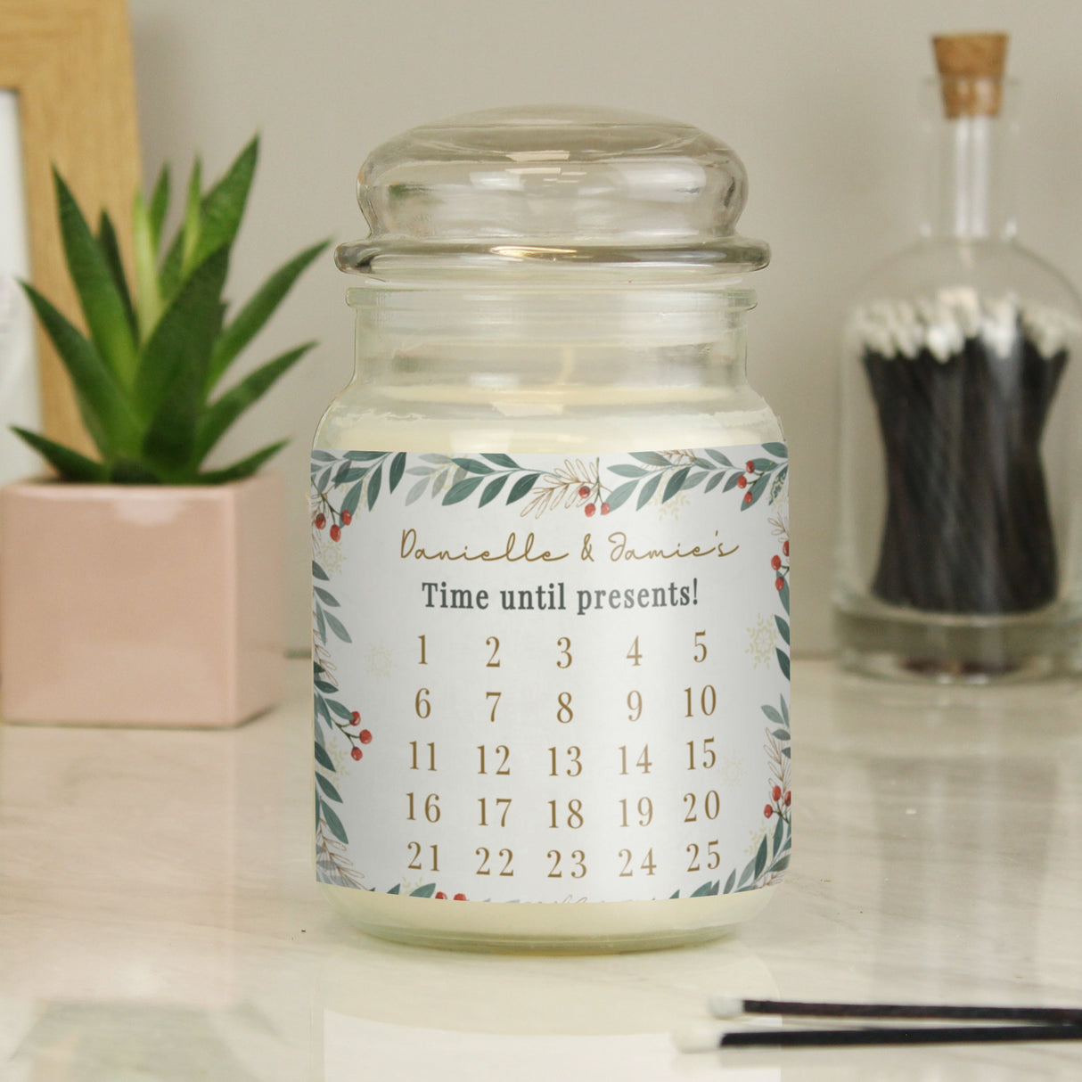Personalised Countdown Christmas Large Candle Jar: 4 - Candles By Gift Moments
