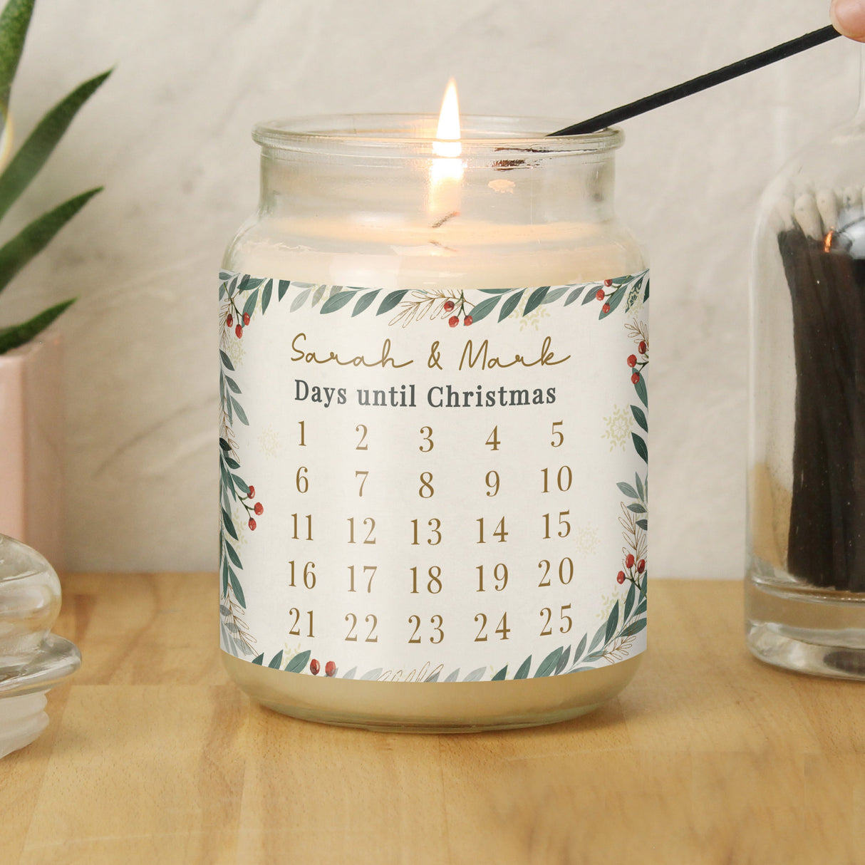 Personalised Countdown Christmas Large Candle Jar: 3 - Candles By Gift Moments