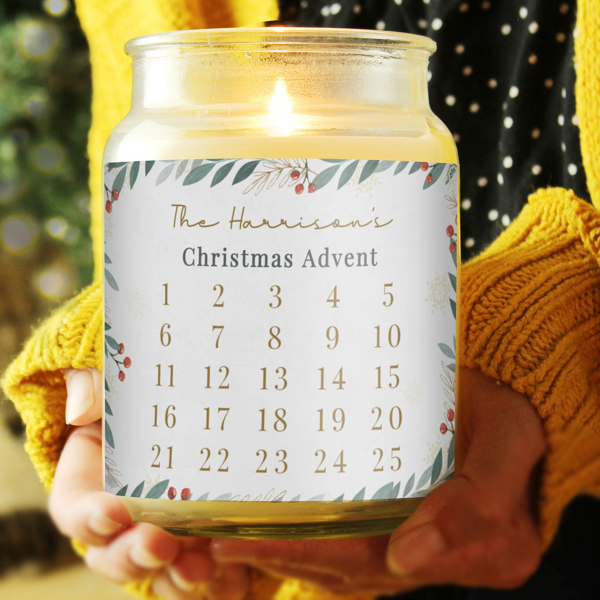 Personalised Countdown Christmas Large Candle Jar: 1 - Candles By Gift Moments