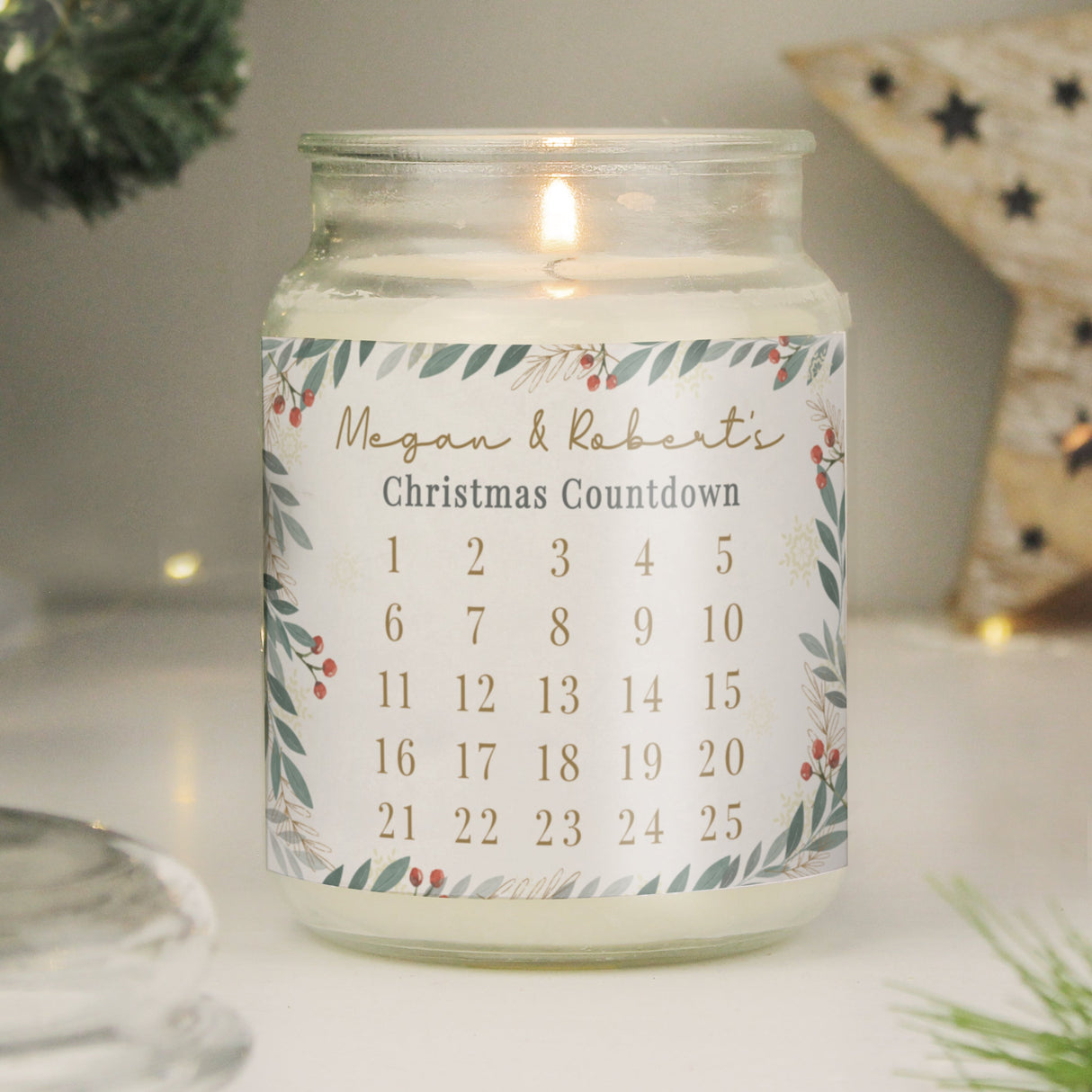 Personalised Countdown Christmas Large Candle Jar: 2 - Candles By Gift Moments