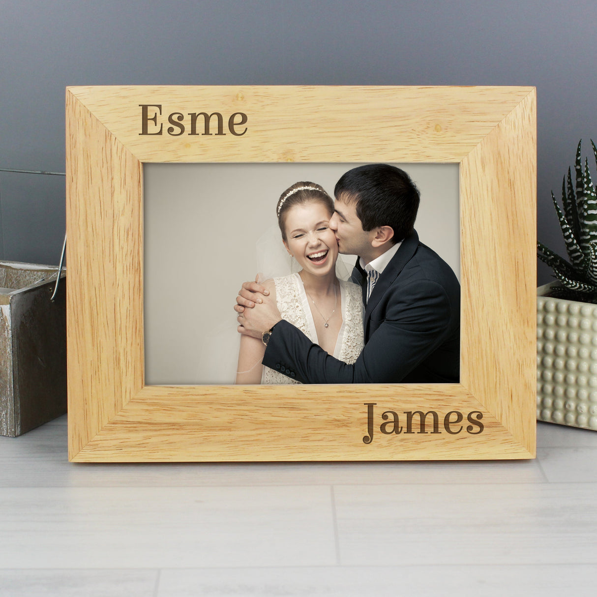 Personalised Couples 6x4 Oak Finish Photo Frame - Shop Photo Frames At Gift Moments - 1