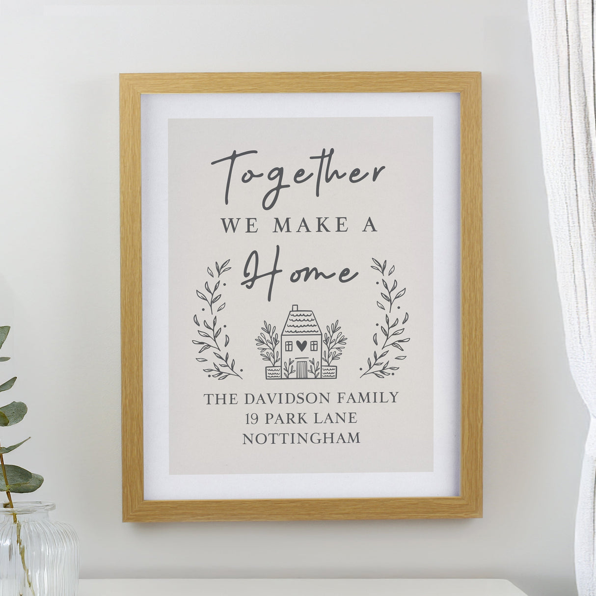 Personalised Couples Home Framed Prints: 1 - Oak - Framed Prints By Gift Moments