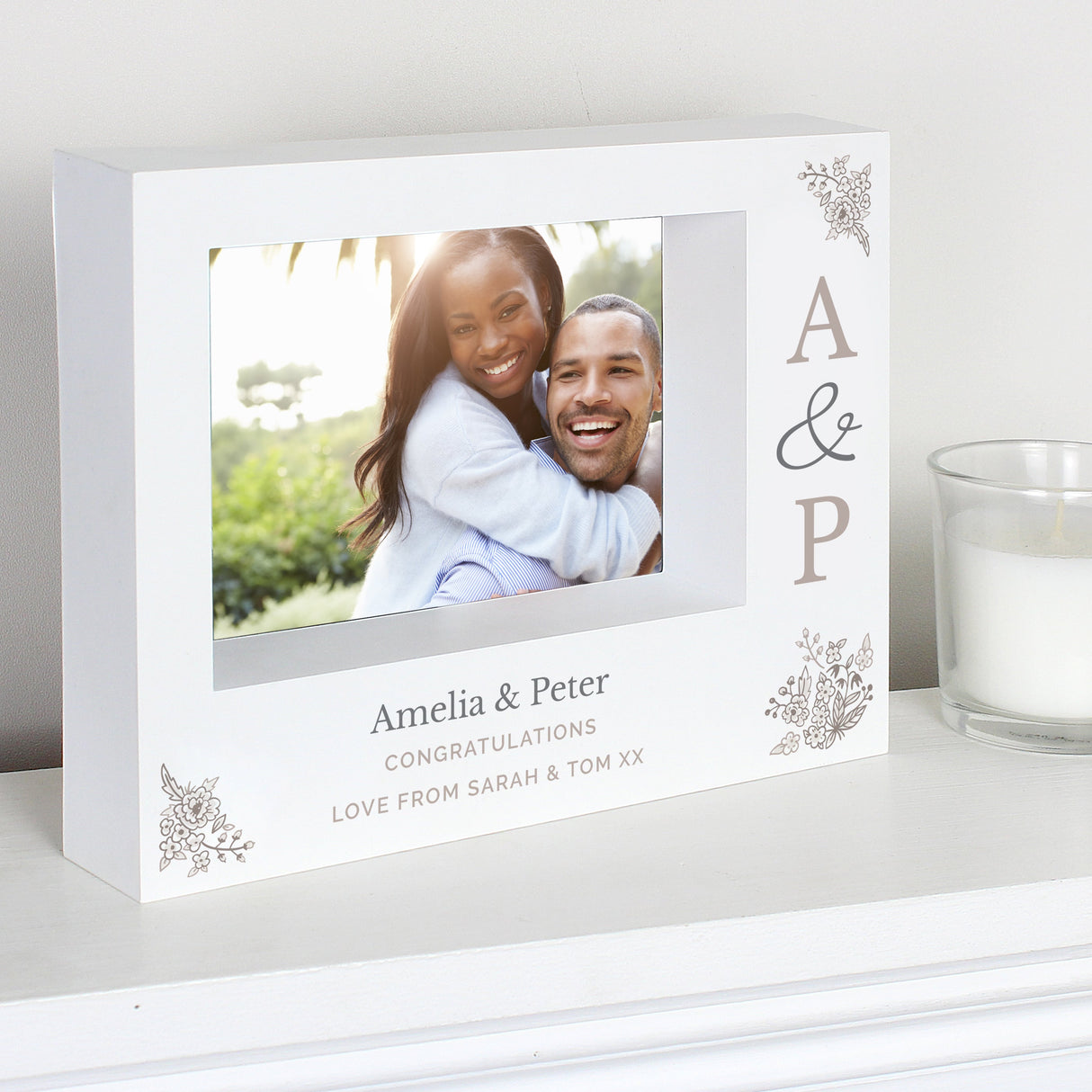 Personalised Couples Initials 5x7 Landscape Box Photo Frame: 2 - Photo Frames By Gift Moments