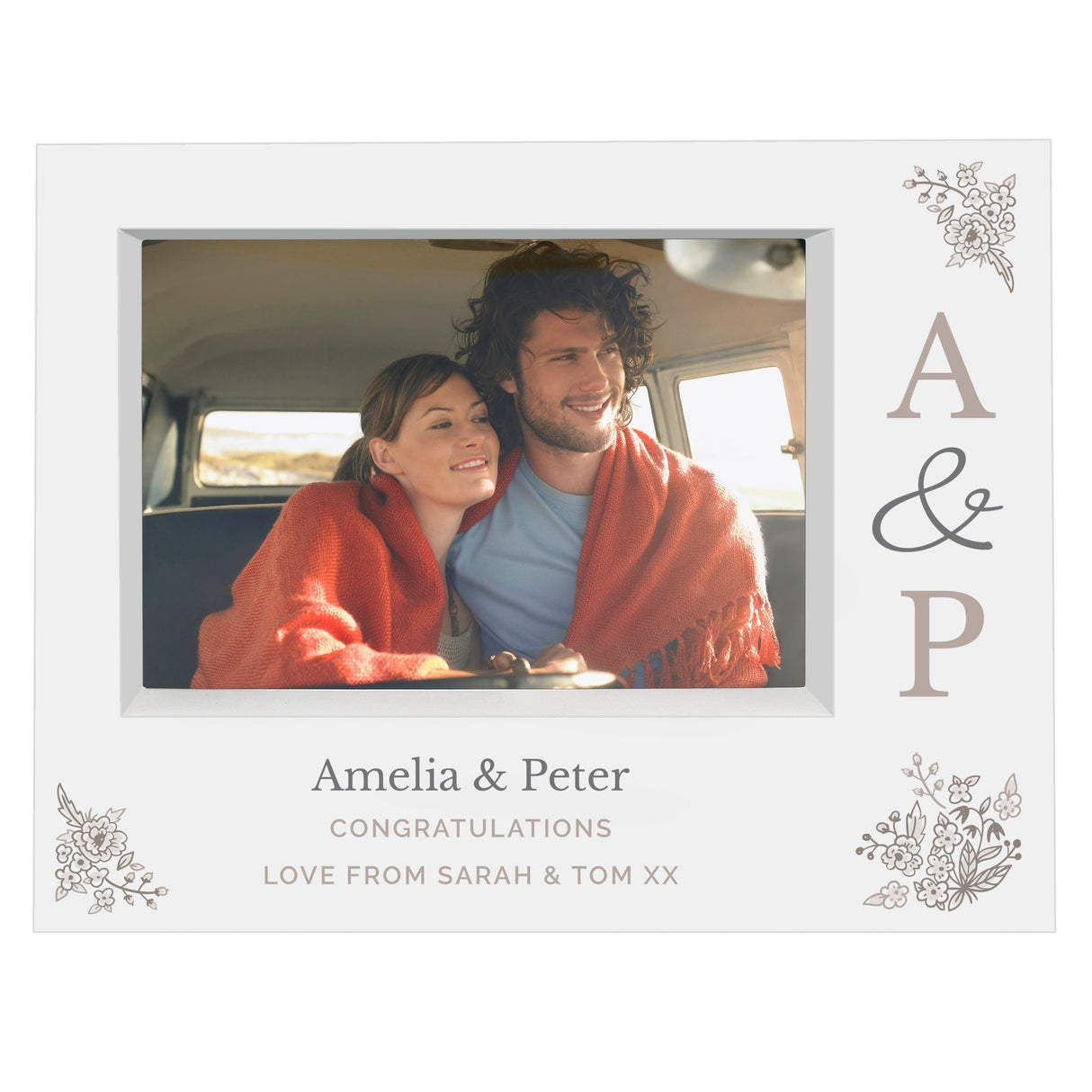 Personalised Couples Initials 5x7 Landscape Box Photo Frame: 4 - Photo Frames By Gift Moments