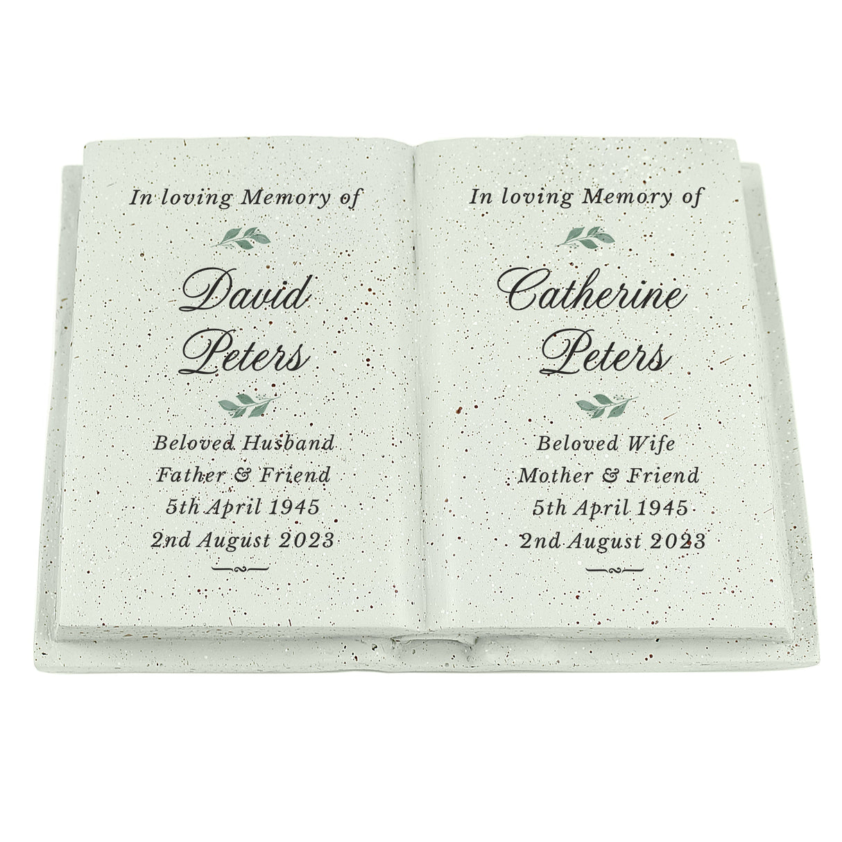 Personalised Couples In Loving Memory Resin Book: 5 - Memorials By Gift Moments
