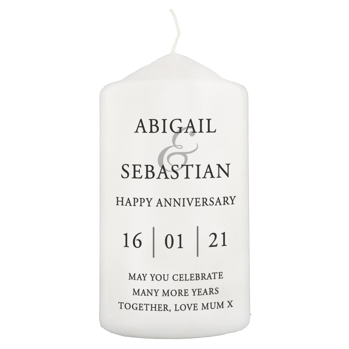 Personalised Couples Pillar Candle: 5 - Candles By Gift Moments