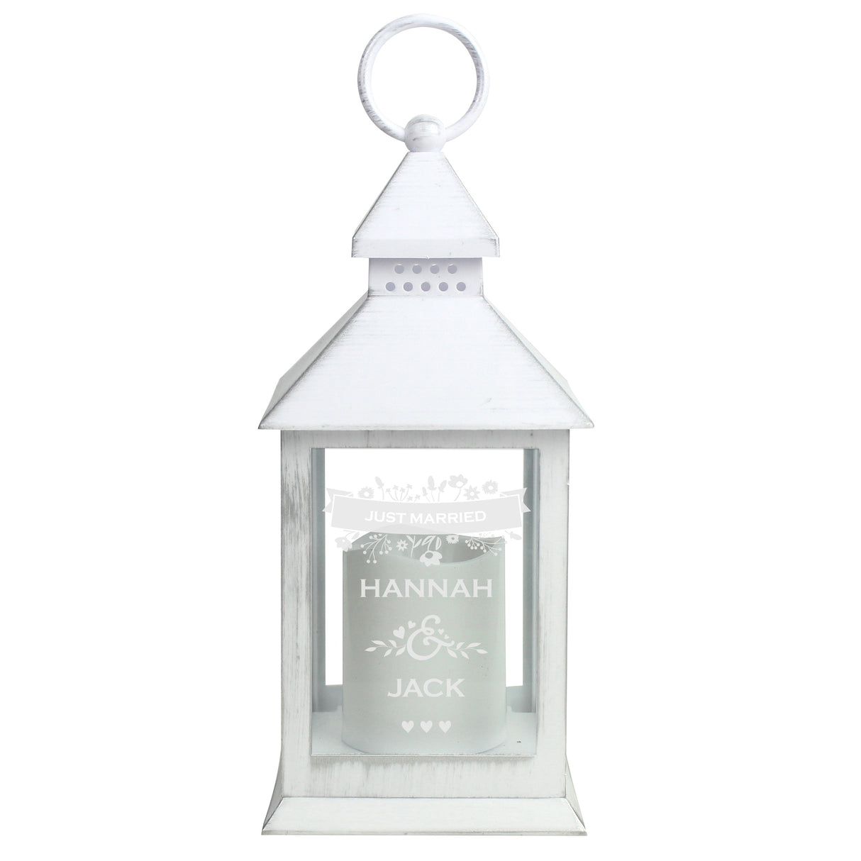 Personalised Couples Special Date White Lantern: 5 - LED Lighting By Gift Moments
