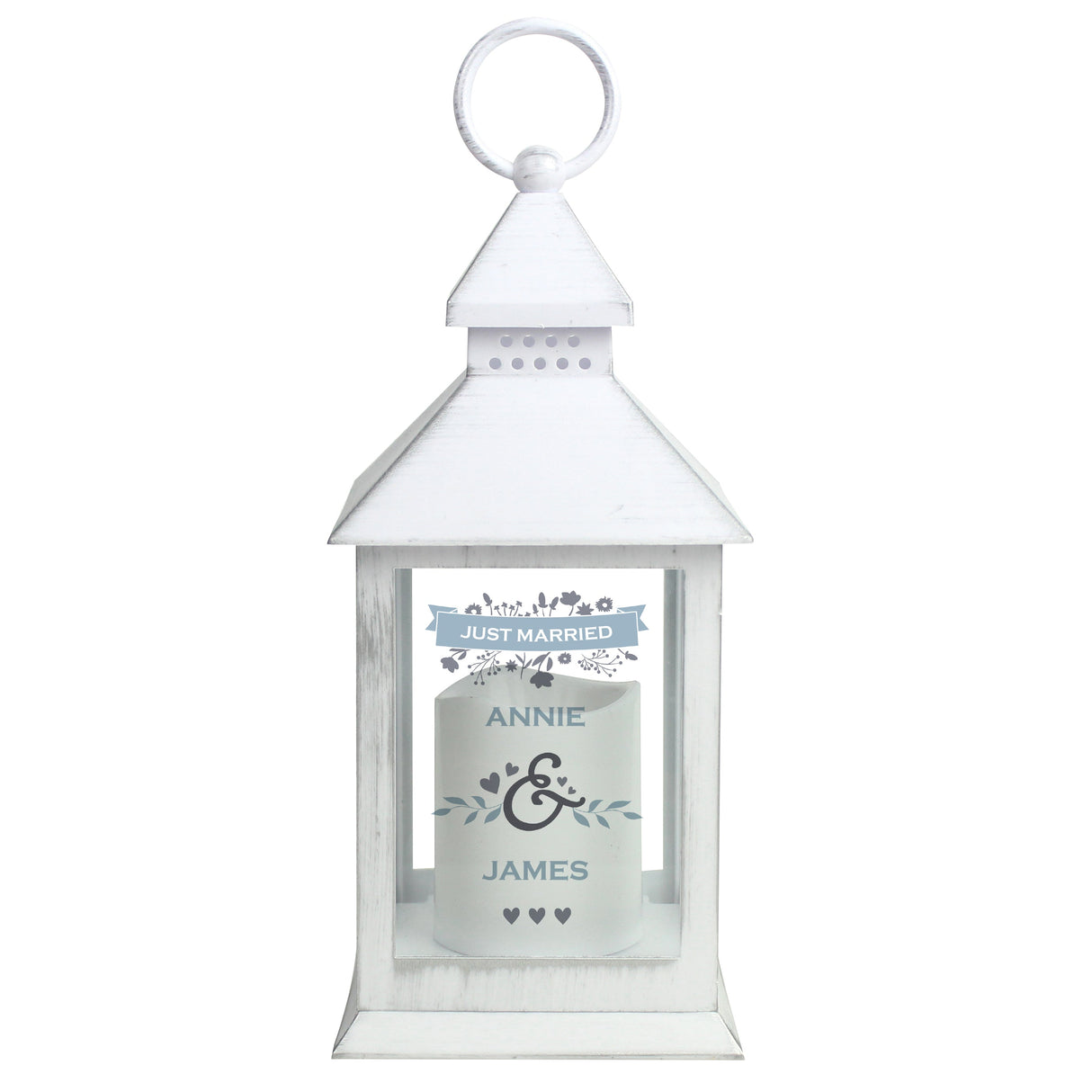 Personalised Couples Special Date White Lantern: 4 - LED Lighting By Gift Moments