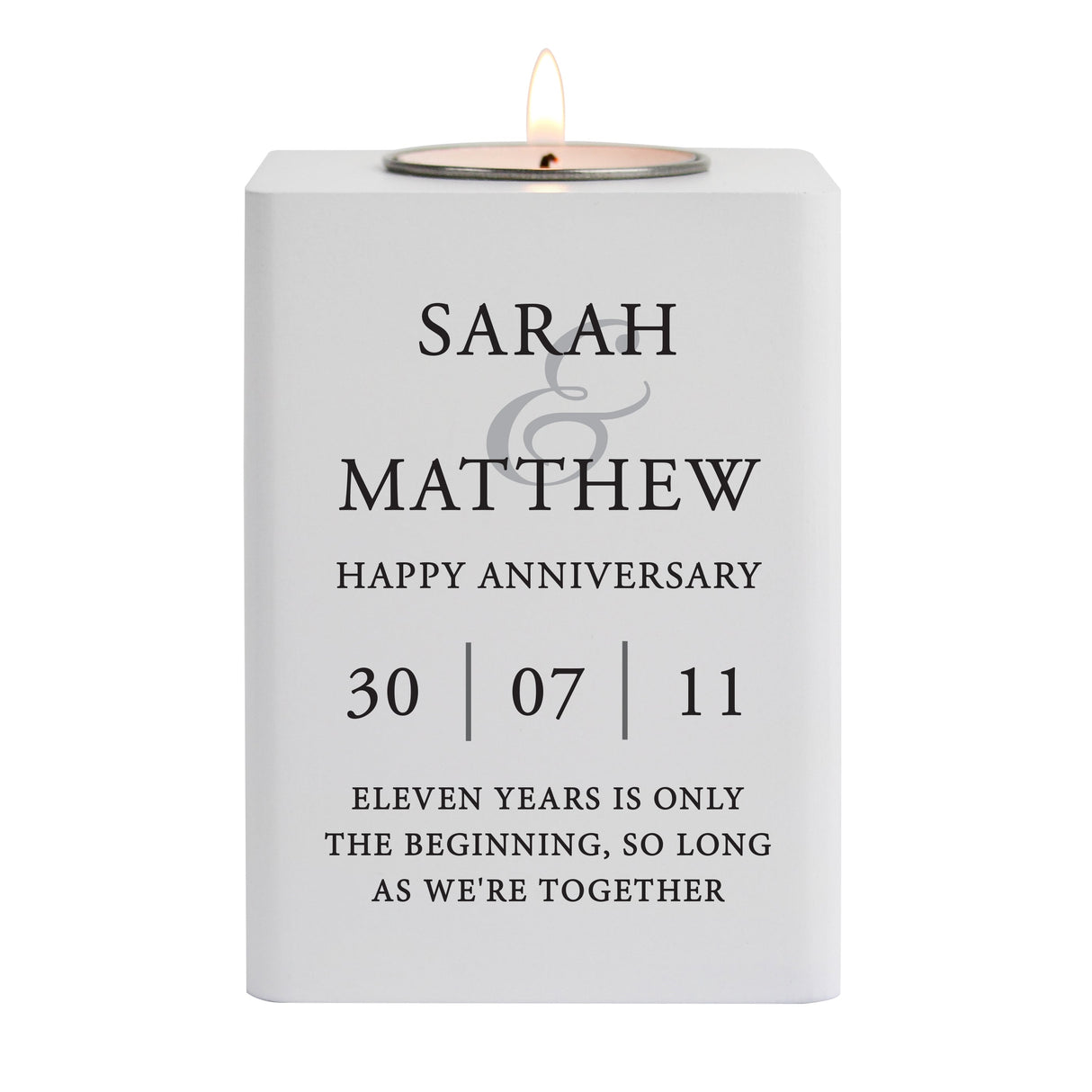Personalised Couples White Wooden Tealight Holder - Shop Candle Holders At Gift Moments - 5