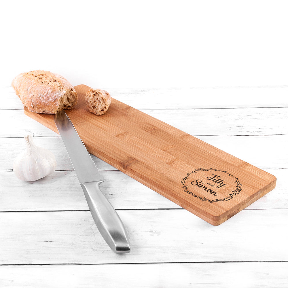 Personalised Couple’s Wreath Bamboo Serving Board - Shop Chopping Boards At Gift Moments - 2