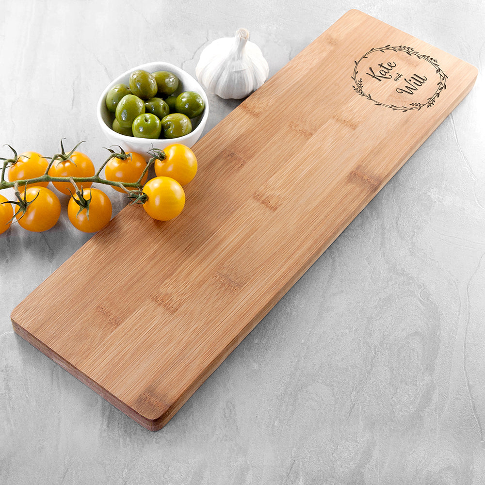 Personalised Couple’s Wreath Bamboo Serving Board - Shop Chopping Boards At Gift Moments - 3
