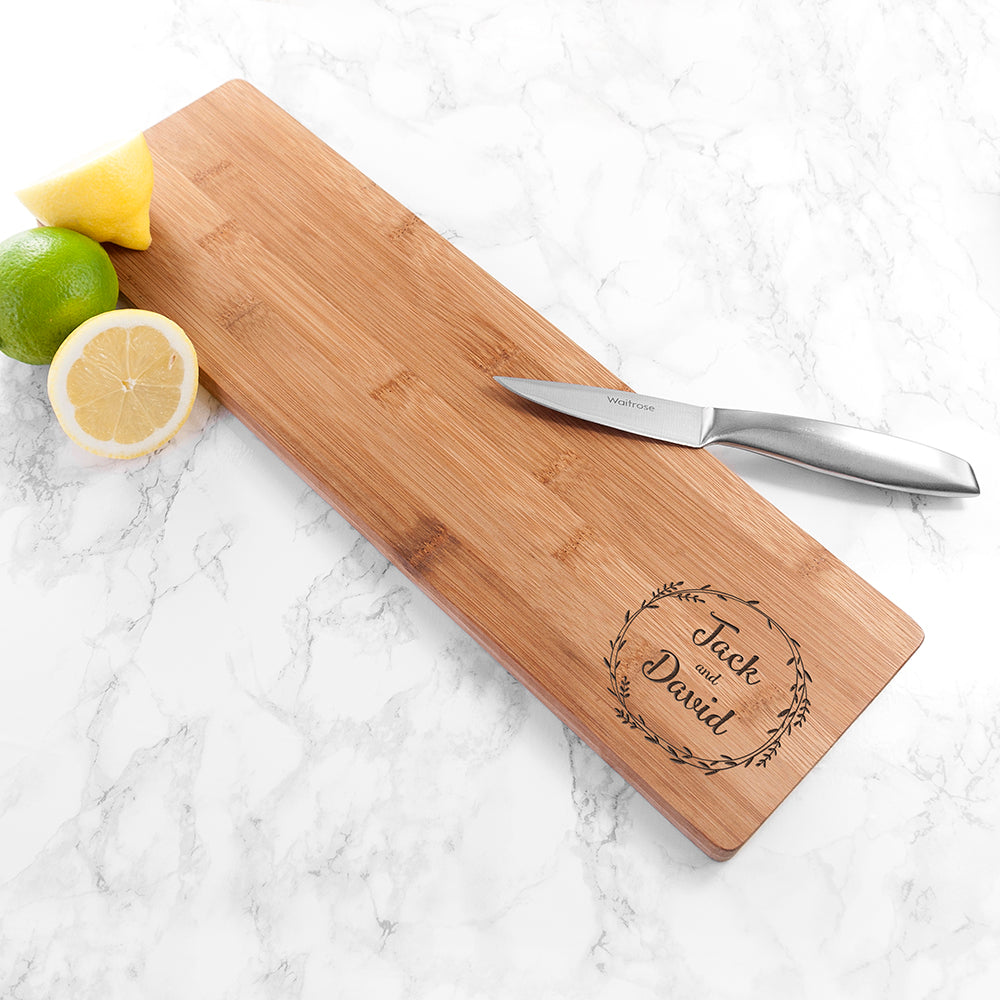Personalised Couple’s Wreath Bamboo Serving Board - Shop Chopping Boards At Gift Moments - 1