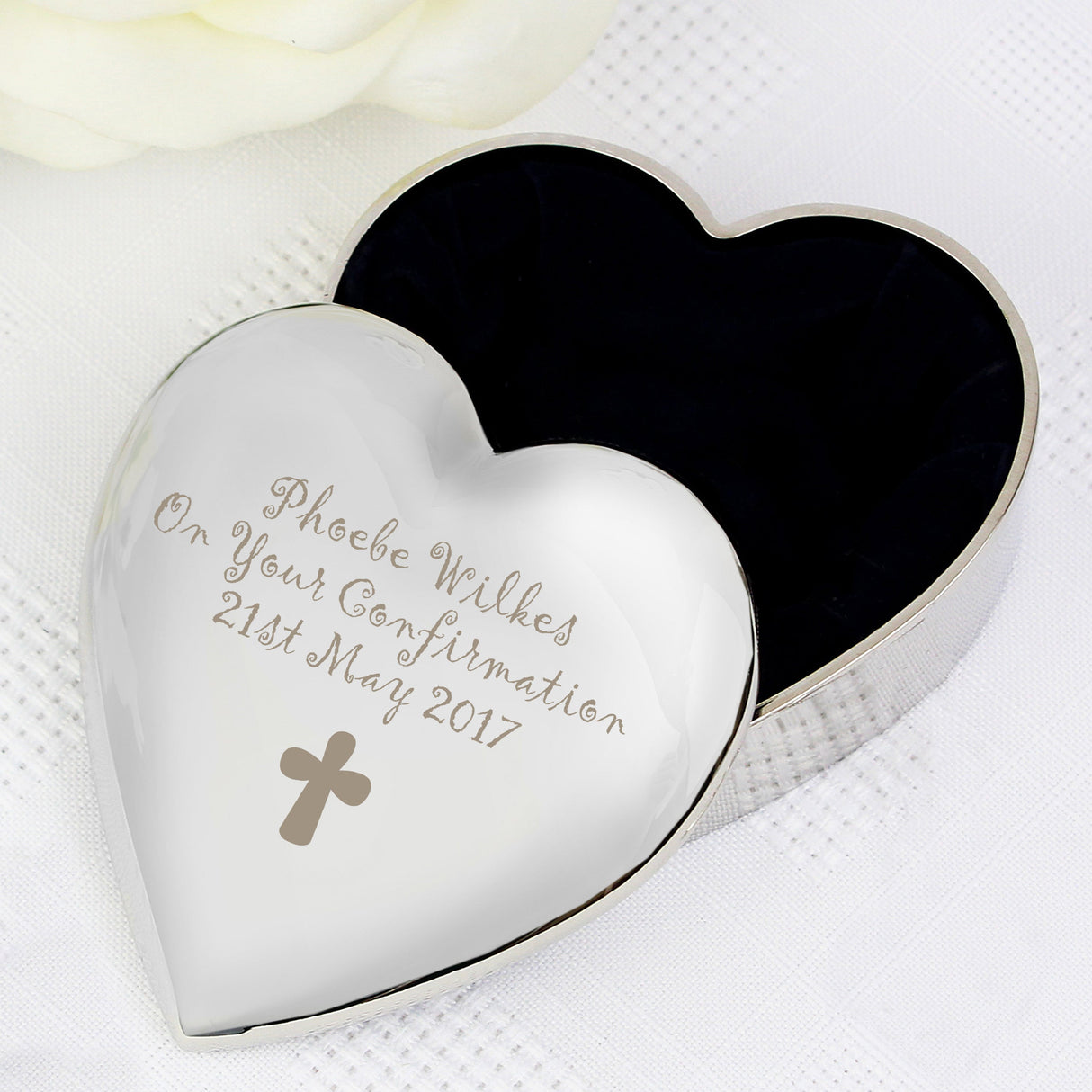 Personalised Cross Heart Trinket Box: 3 - Trinket Boxes By Gift Moments