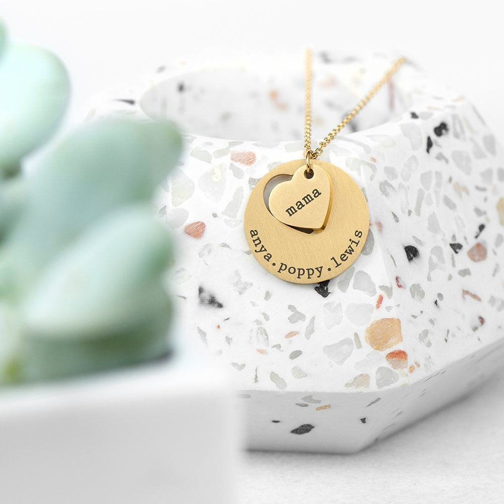 Personalised Cut-Out Heart & Disc Pendant Necklaces: 9 - Necklaces By Gift Moments