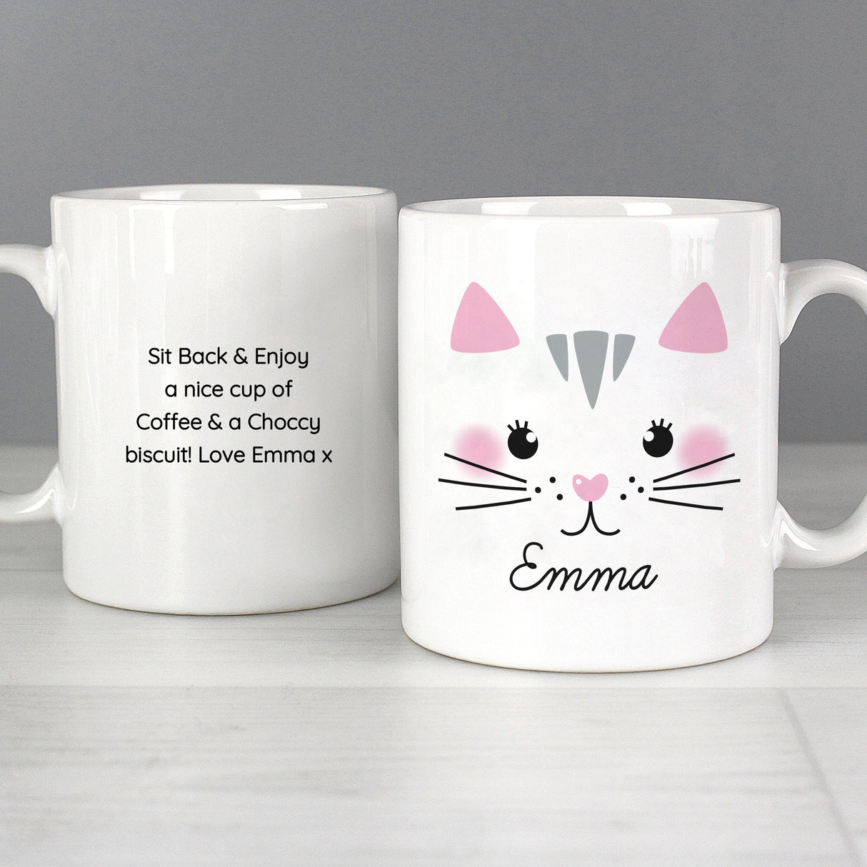 Personalised Cute Cat Face Mug: 2 - Mugs By Gift Moments