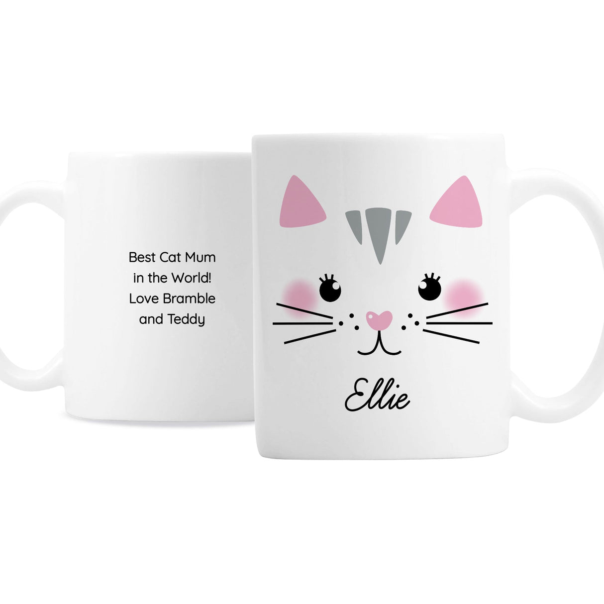 Personalised Cute Cat Face Mug: 3 - Mugs By Gift Moments