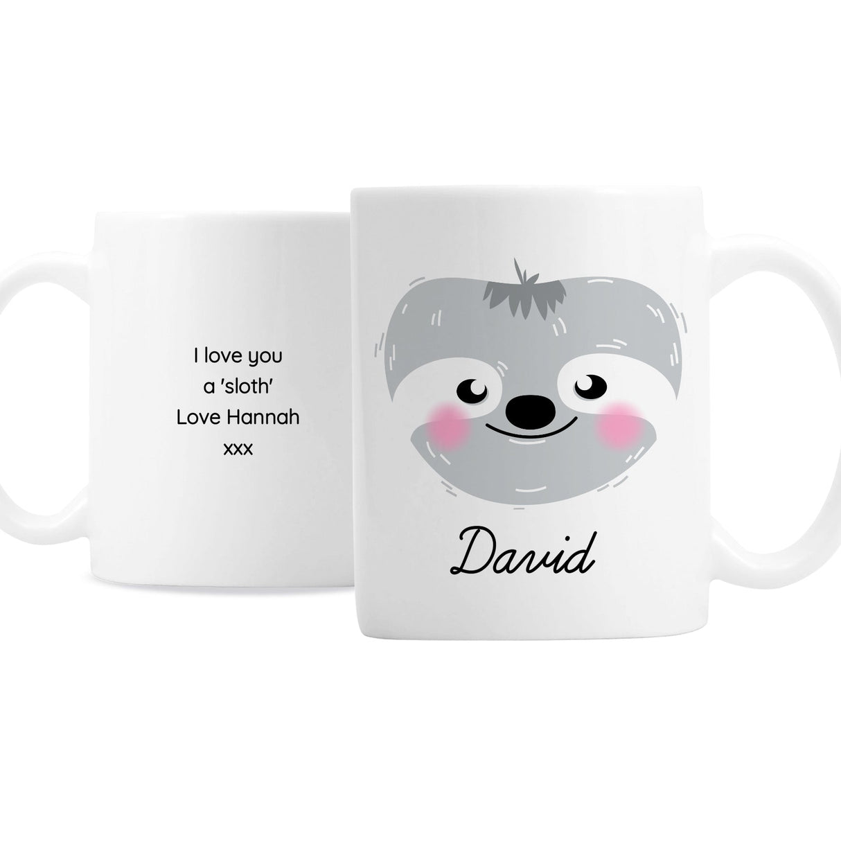 Personalised Cute Sloth Face Mug: 2 - Mugs By Gift Moments