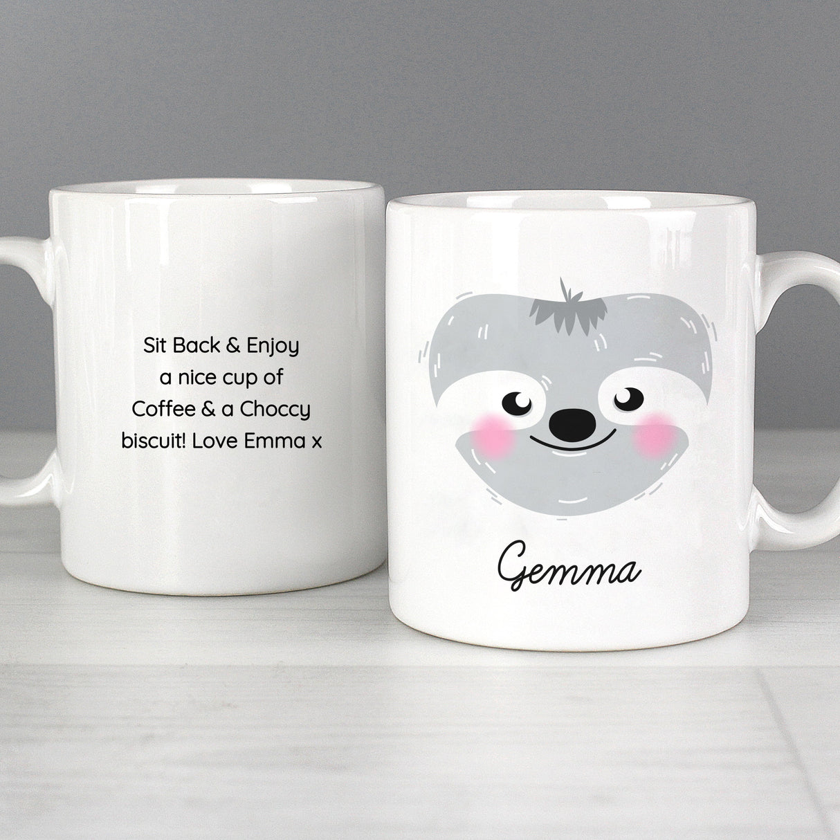 Personalised Cute Sloth Face Mug: 3 - Mugs By Gift Moments
