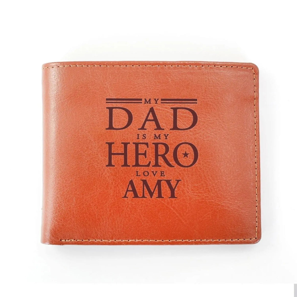 Personalised My Dad is My Hero Tan Leather Wallet: 2 - Wallets & Money Clips By Gift Moments