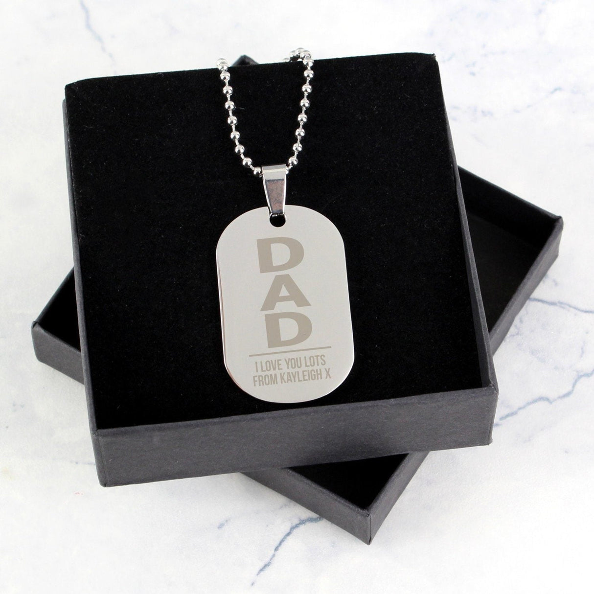 Personalised Dad Stainless Steel Dog Tag Necklace: 1 - Necklaces By Gift Moments