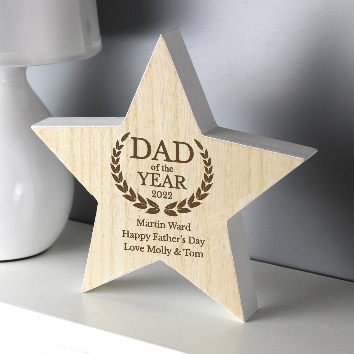 Personalised Dad of the Year Rustic Wooden Star Decoration - Shop Keepsakes At Gift Moments - 2