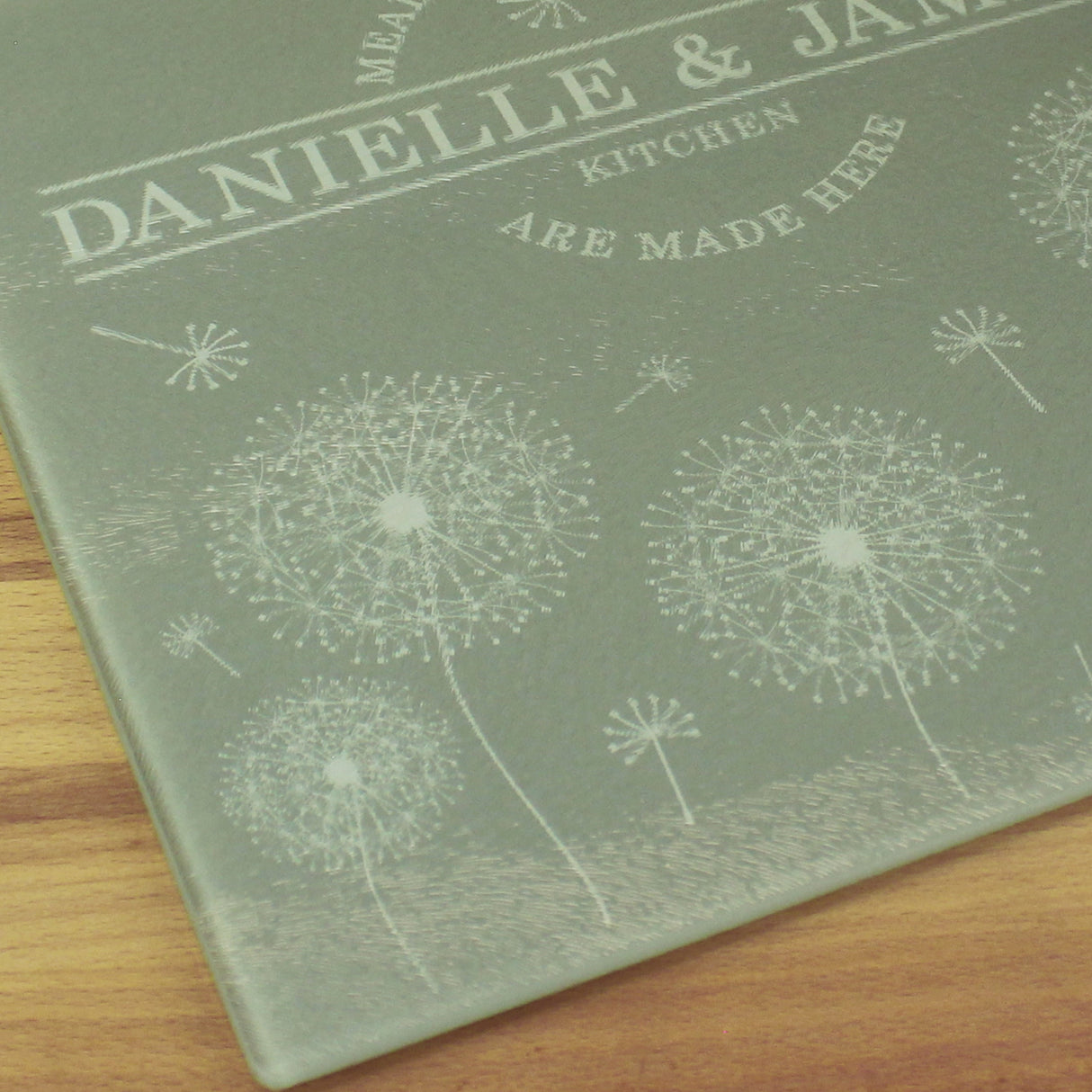 Personalised Dandelion Glass Chopping Board/Worktop Saver: 6 - Chopping Boards By Gift Moments