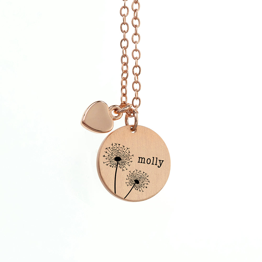 Personalised Dandelion Matte Heart & Disc Necklaces: 8 - Necklaces By Gift Moments