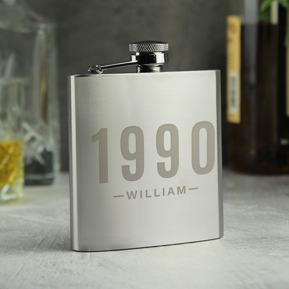 Personalised Date & Name Hip Flask: 3 - Hip Flasks By Gift Moments
