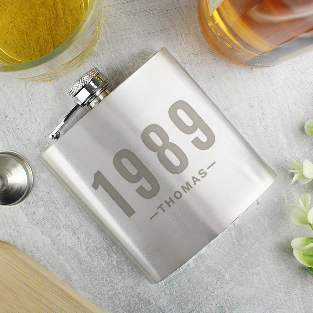 Personalised Date & Name Hip Flask: 4 - Hip Flasks By Gift Moments