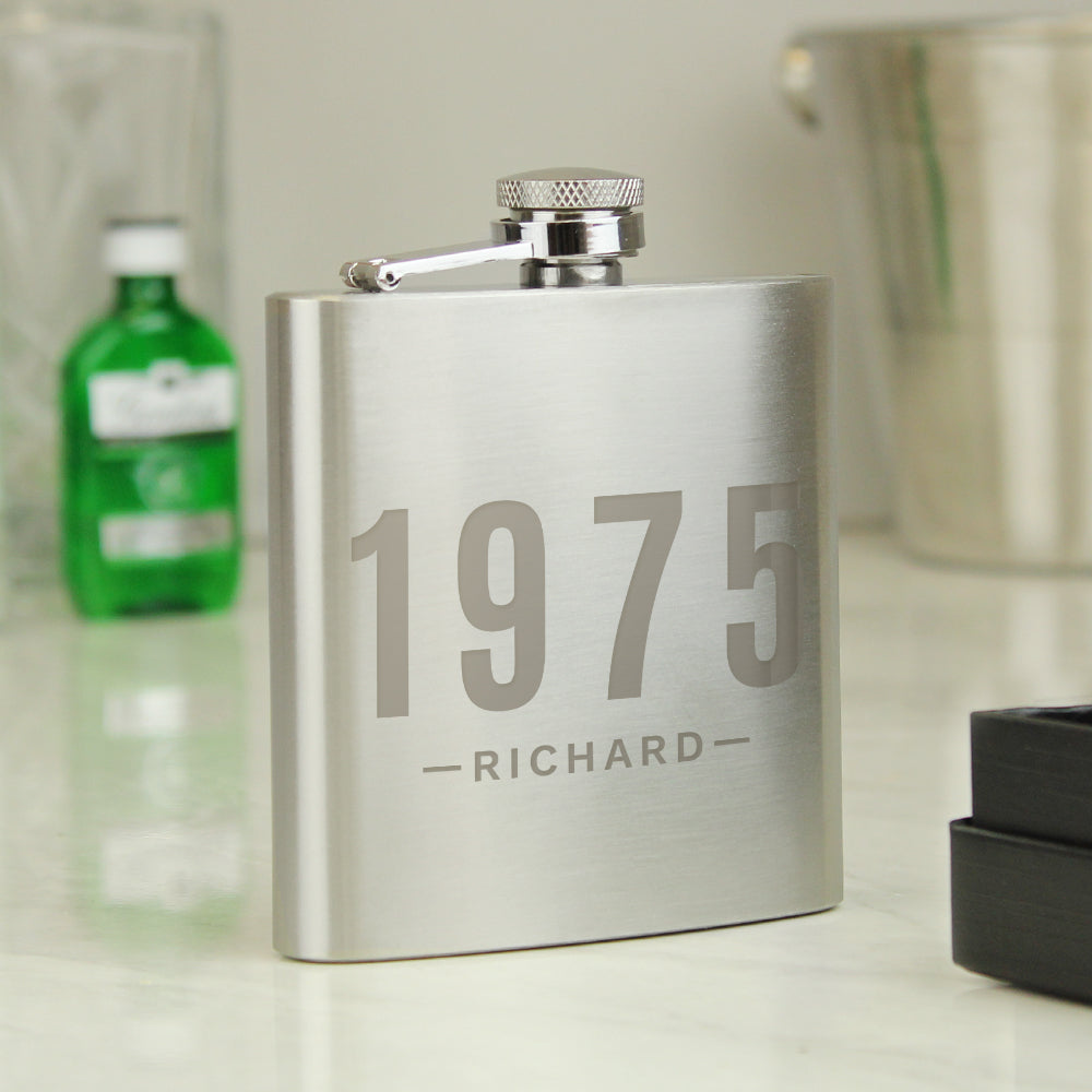 Personalised Date & Name Hip Flask: 2 - Hip Flasks By Gift Moments