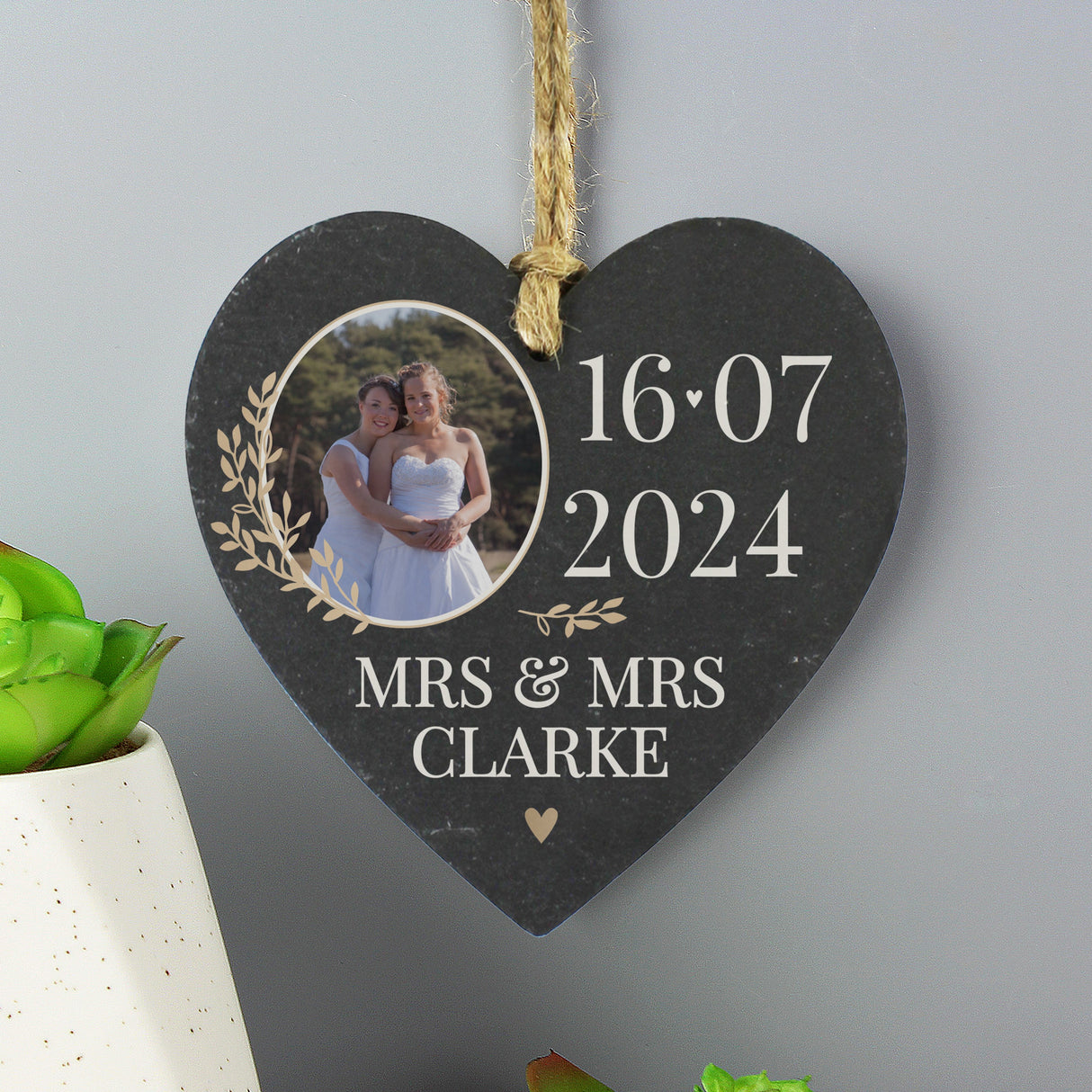 Personalised Date Photo Upload Slate Heart Decoration: 3 - Decorations By Gift Moments