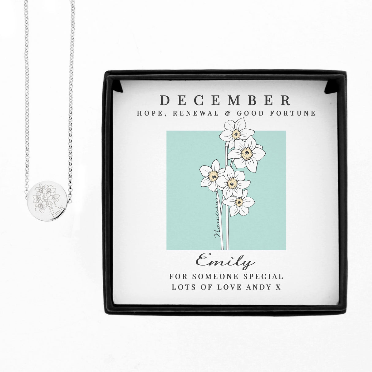Personalised December Birth Flower Necklace and Box - Shop Necklaces At Gift Moments - 5
