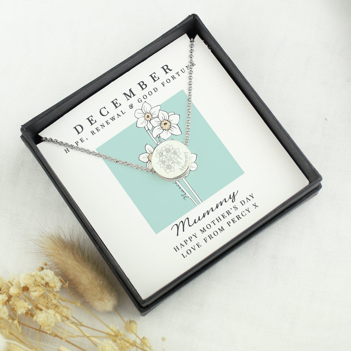 Personalised December Birth Flower Necklace and Box - Shop Necklaces At Gift Moments - 2