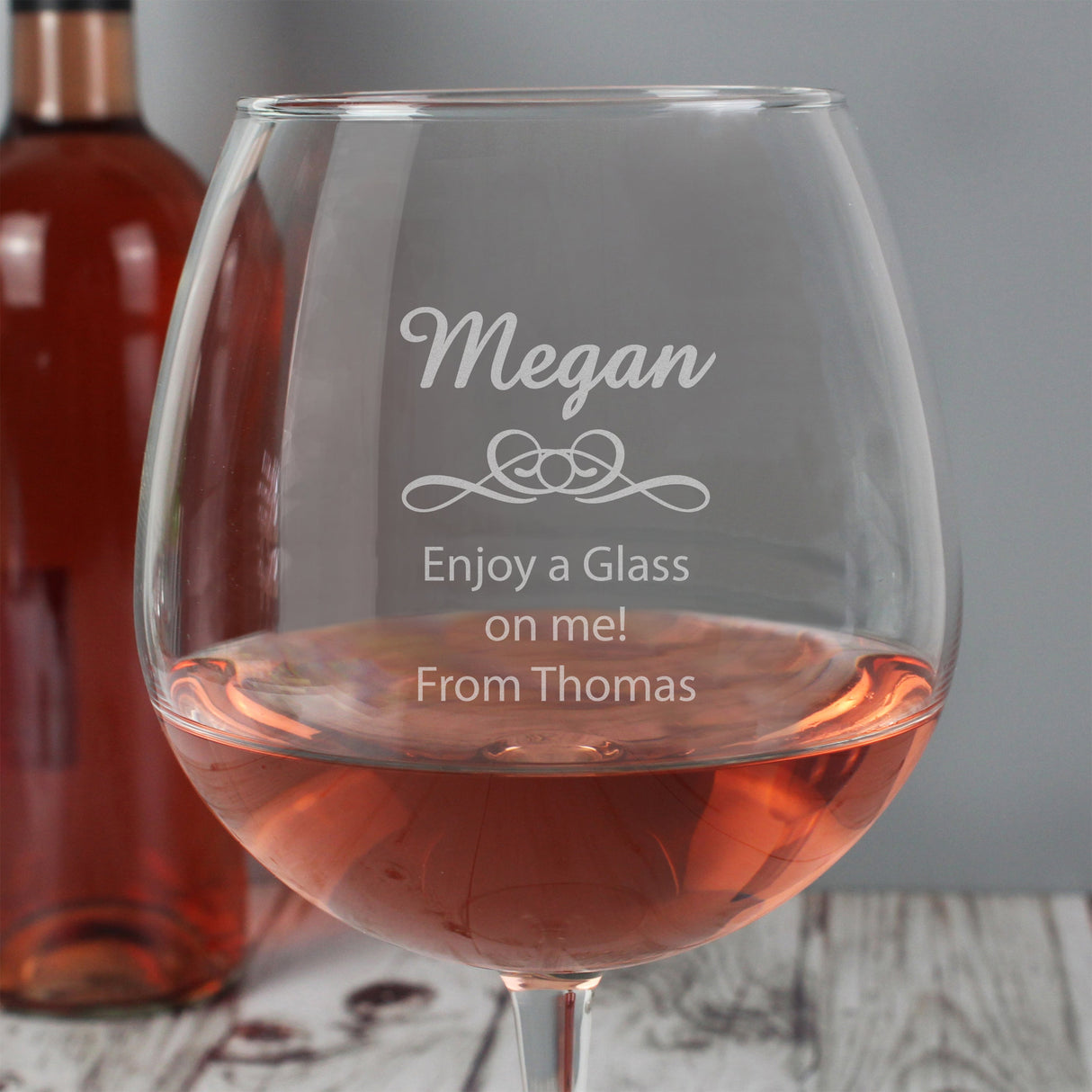 Personalised Decorative Bottle of Wine Glass: 6 - Wine Glasses By Gift Moments