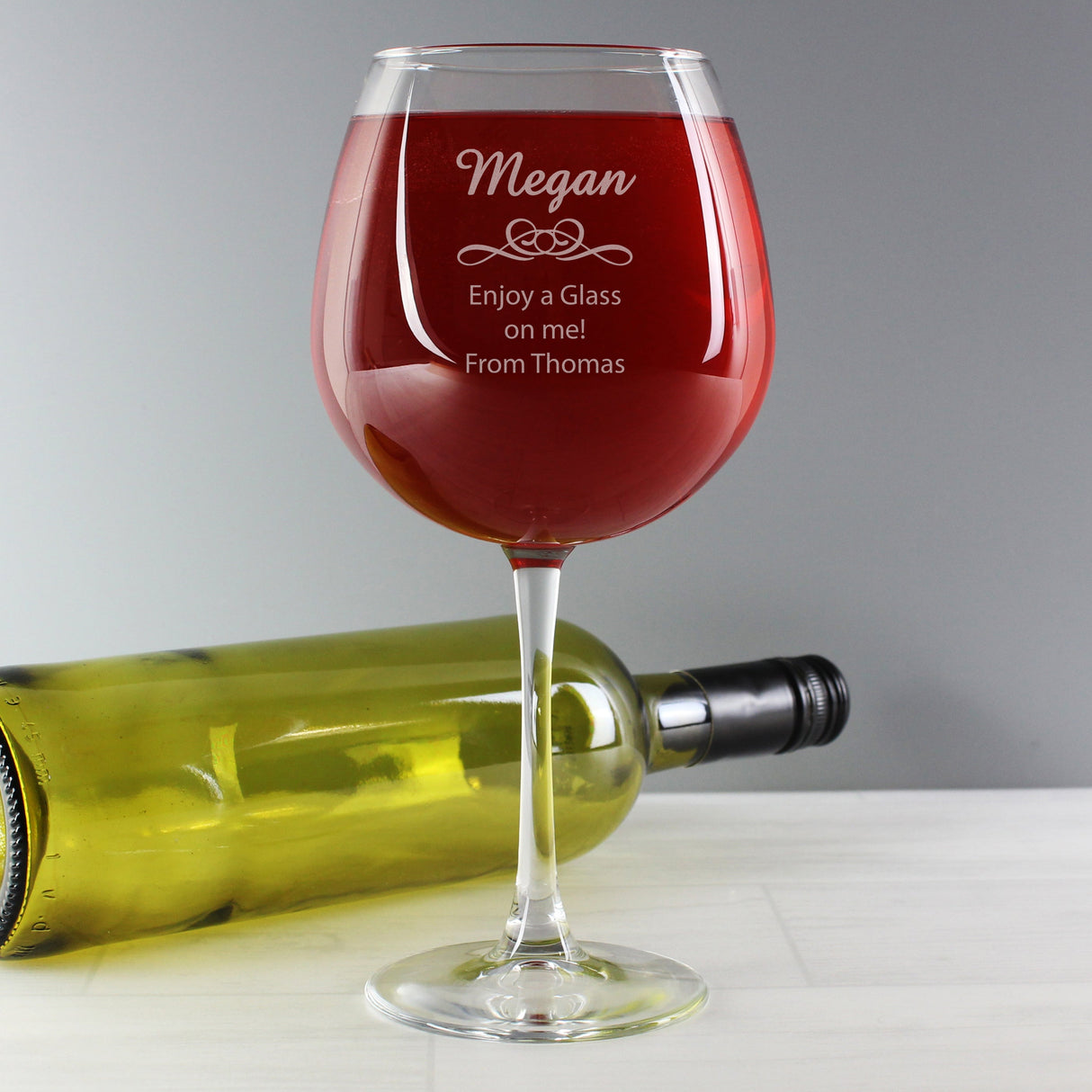 Personalised Decorative Bottle of Wine Glass: 7 - Wine Glasses By Gift Moments