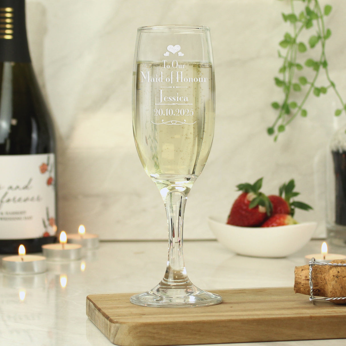 Personalised Decorative Wedding Maid of Honour Glass Flute: 2 - Champagne Flutes By Gift Moments