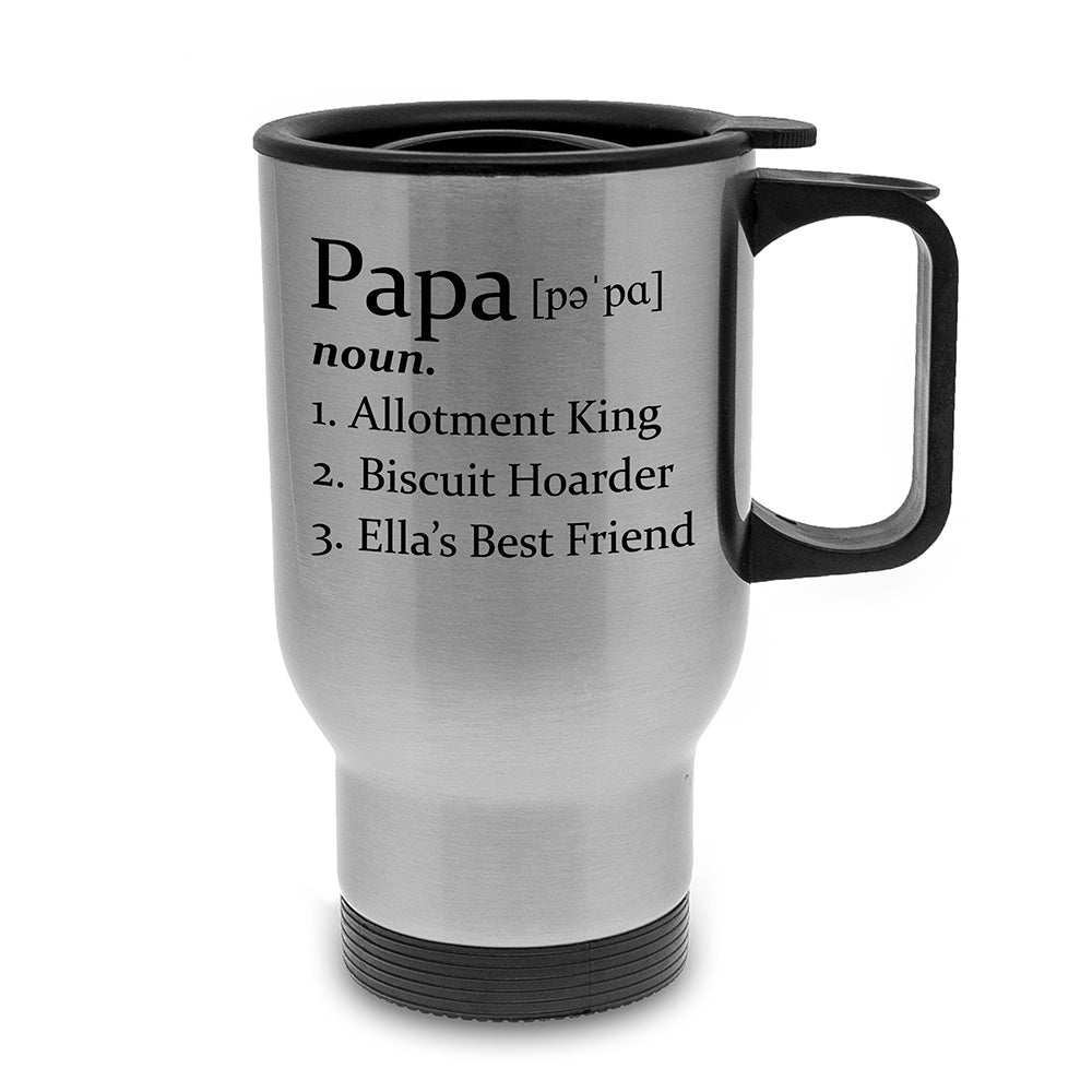 Personalised Definition of Dad Silver Travel Mug: 2 - Travel Mugs By Gift Moments
