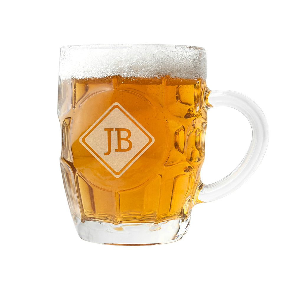 Personalised Diamond Monogrammed Dimpled Beer Glass: 5 - Beer Glasses By Gift Moments