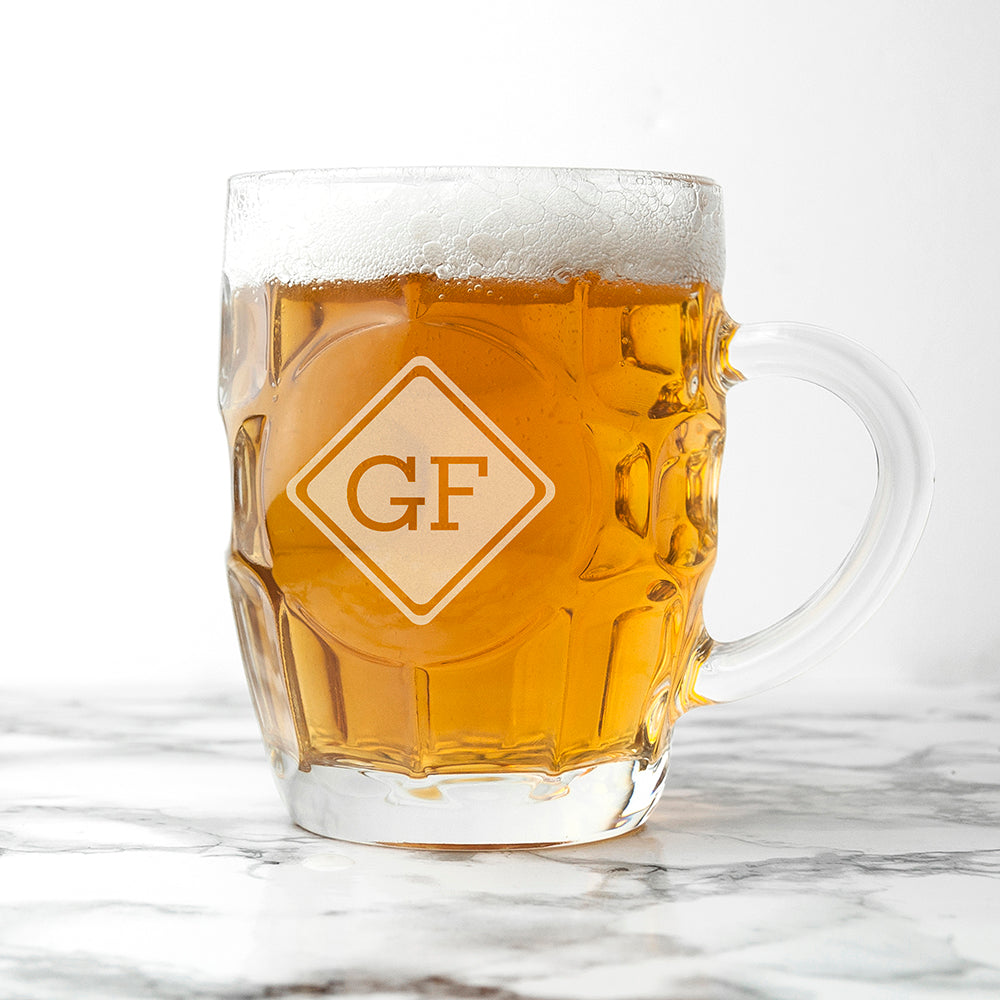 Personalised Diamond Monogrammed Dimpled Beer Glass: 3 - Beer Glasses By Gift Moments