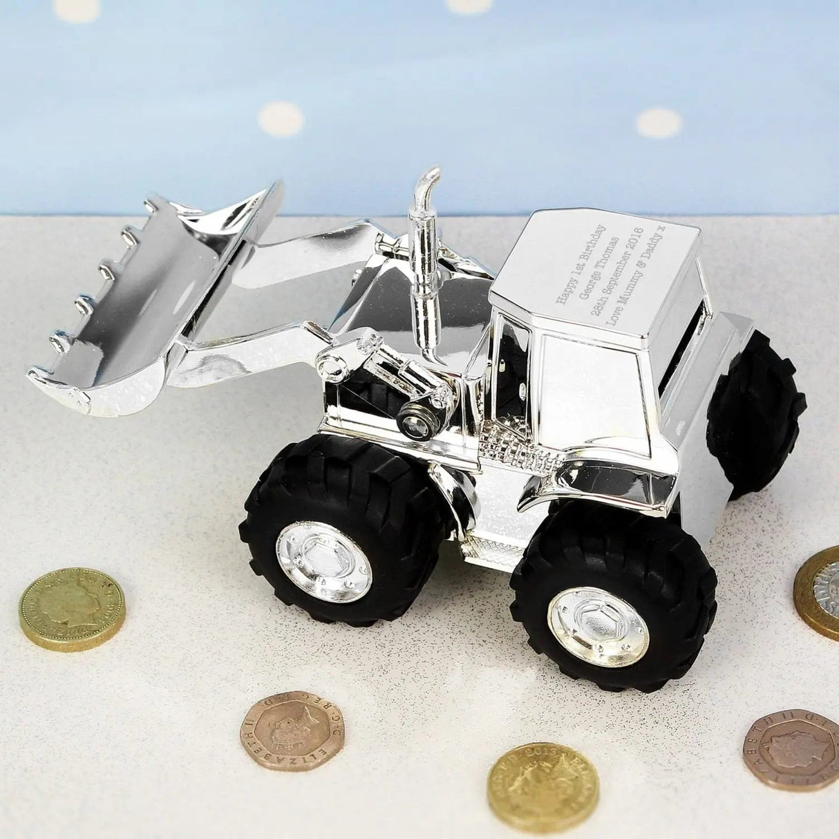 Personalised Digger Money Box - Shop Money Boxes At Gift Moments - 1