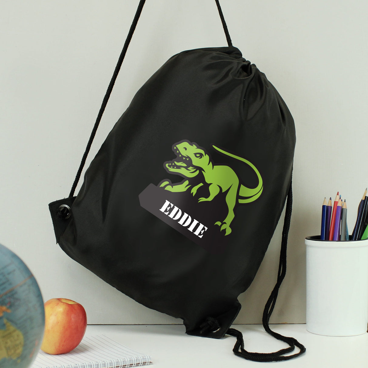 Personalised Dinosaur Black Kit Bag - Shop Kids Bags At Gift Moments - 1