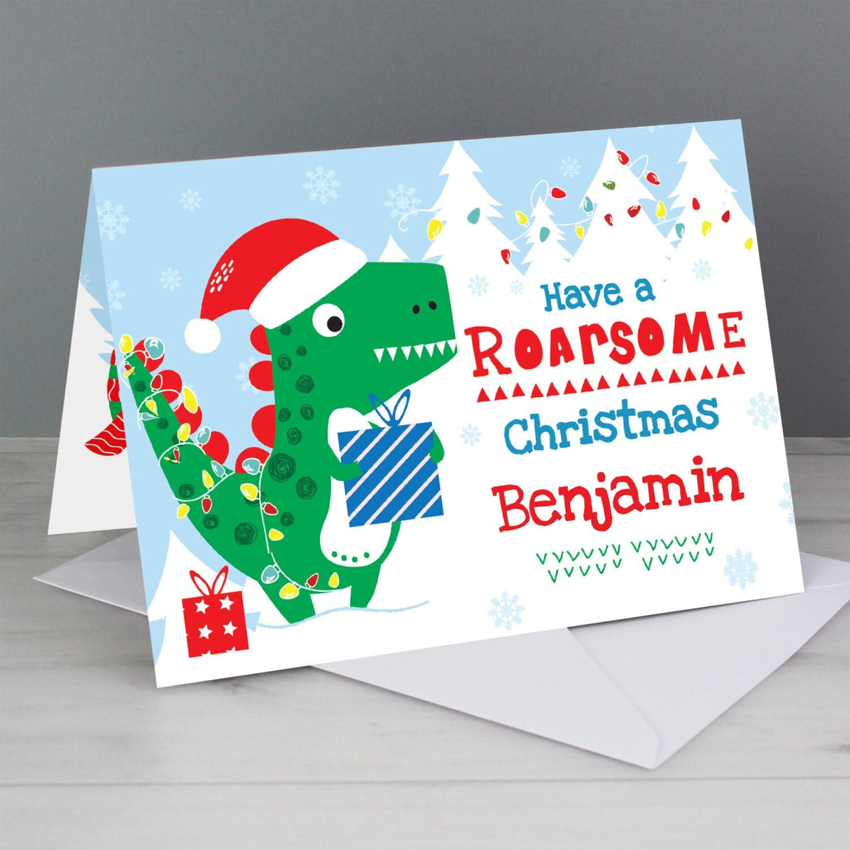 Personalised Dinosaur ’Have a Roarsome Christmas’ Card: 1 - Greeting Cards By Gift Moments