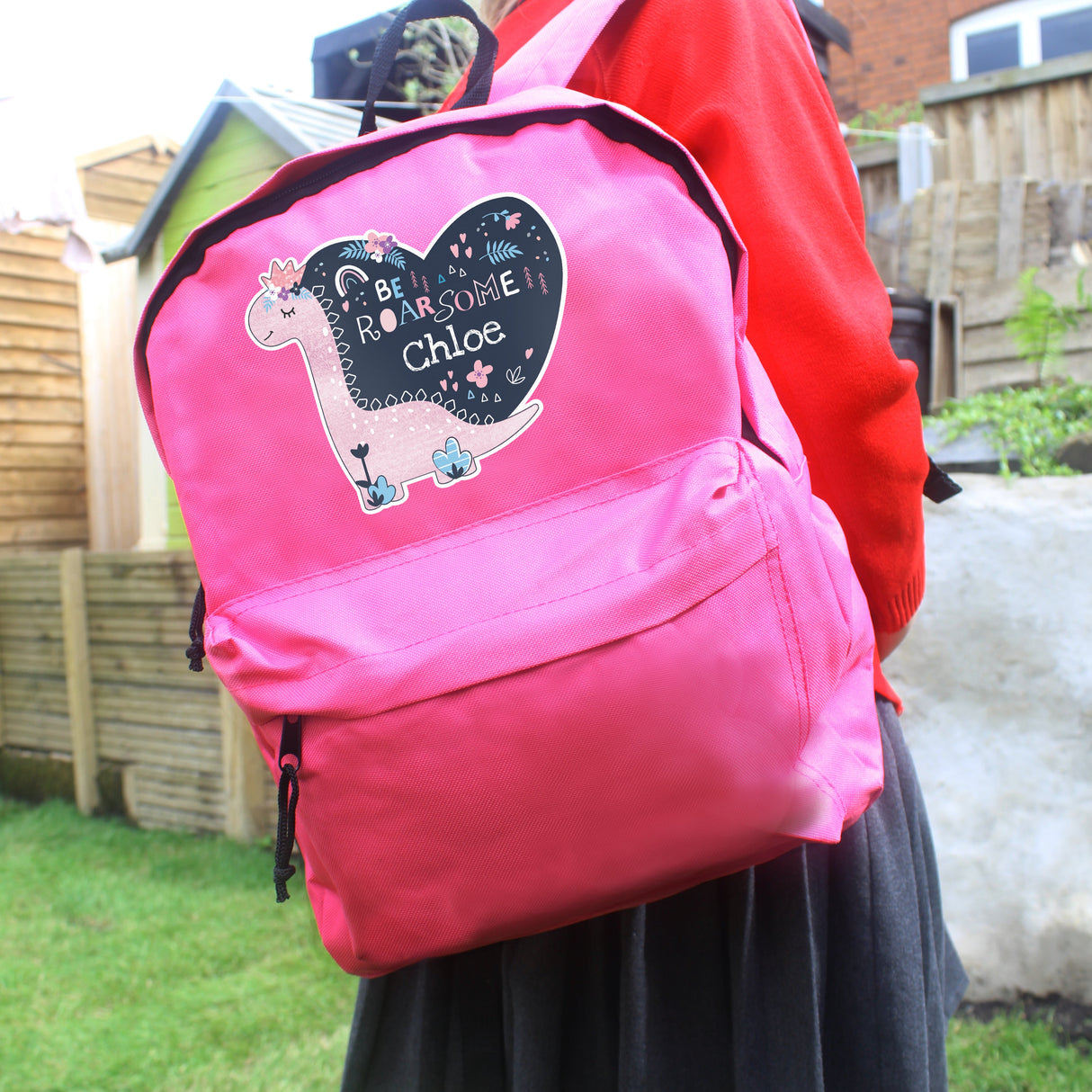 Personalised Dinosaur Pink Backpack - Shop Kids Bags At Gift Moments - 2