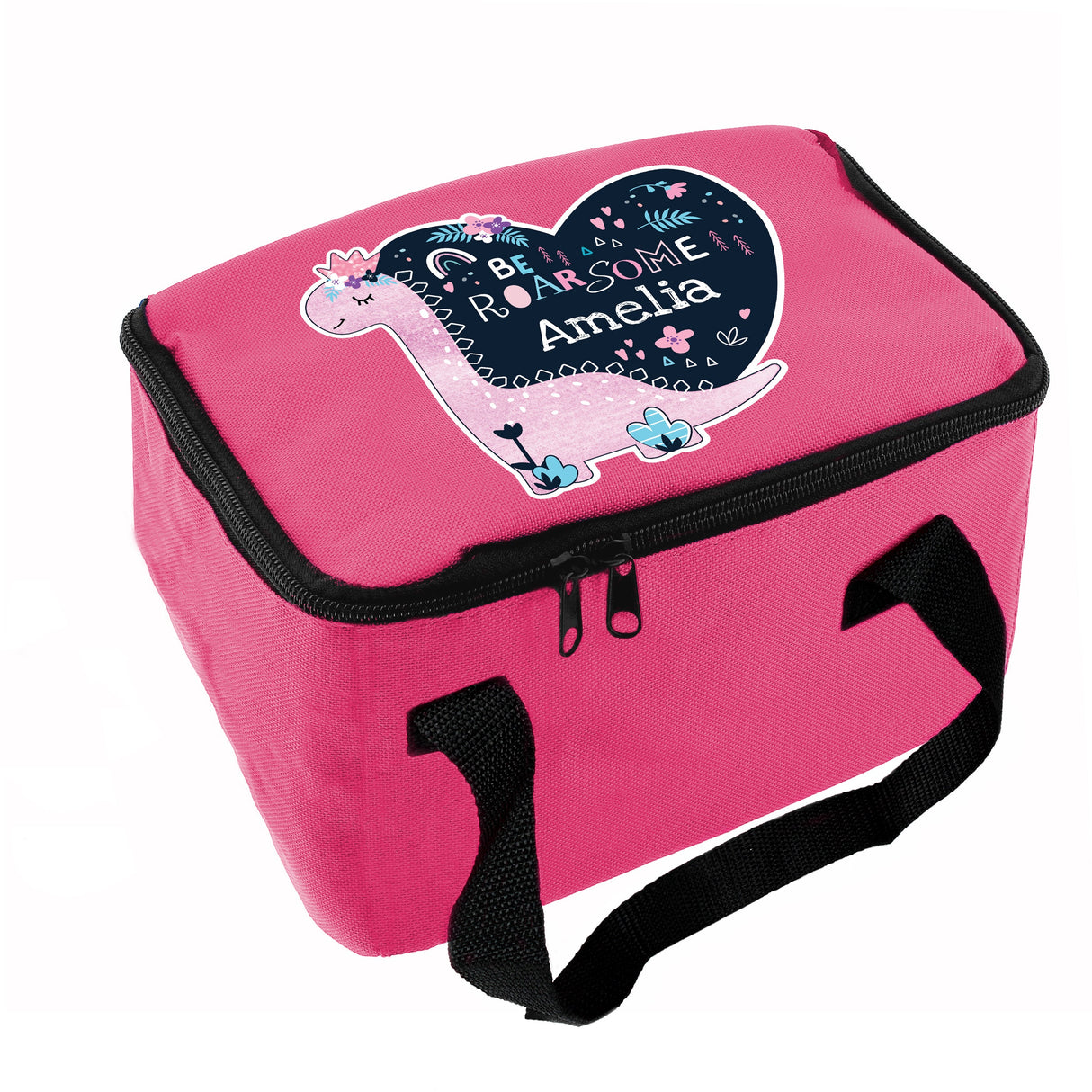 Personalised Dinosaur Pink Lunch Bag: 5 - Lunch Boxes & Bags By Gift Moments