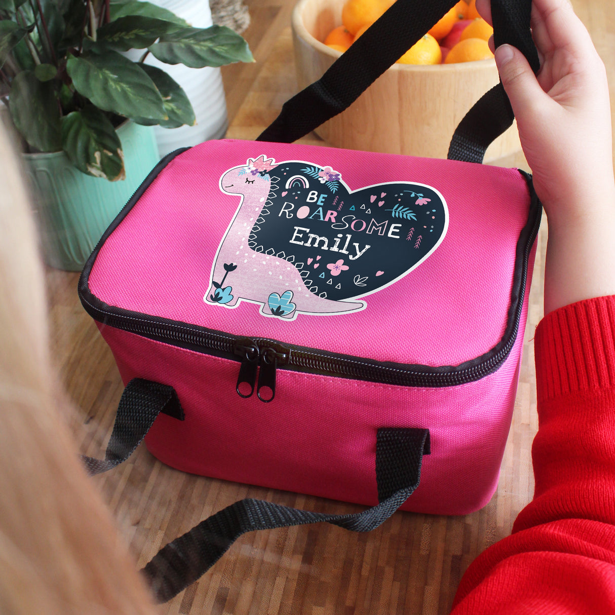 Personalised Dinosaur Pink Lunch Bag: 1 - Lunch Boxes & Bags By Gift Moments