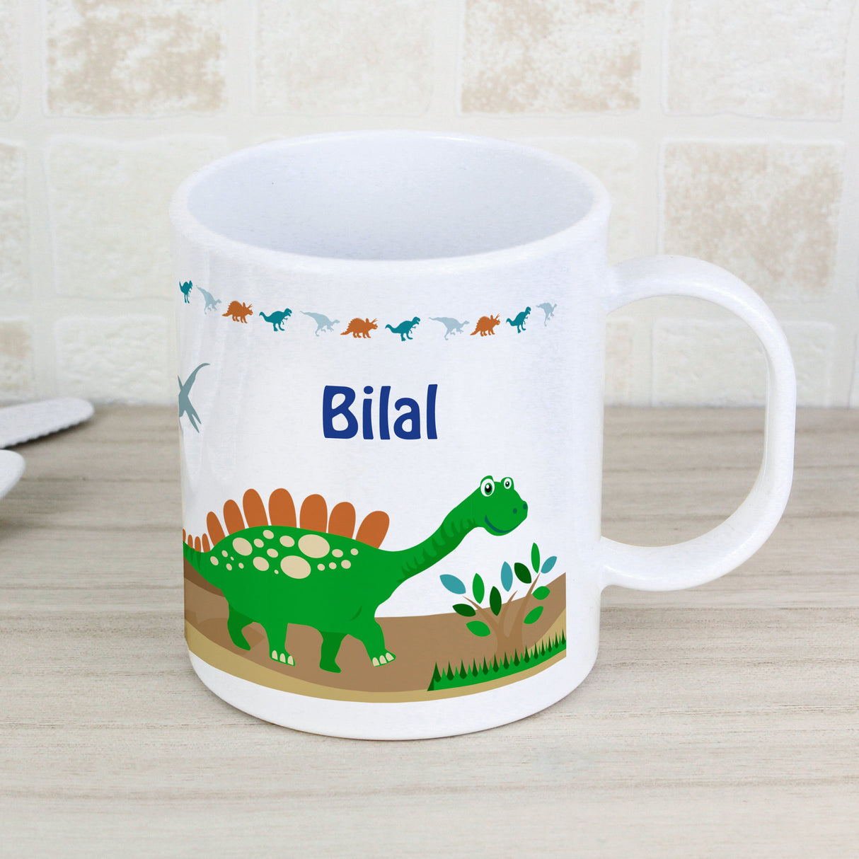 Personalised Dinosaur Plastic Mug: 4 - Plastic Mugs By Gift Moments