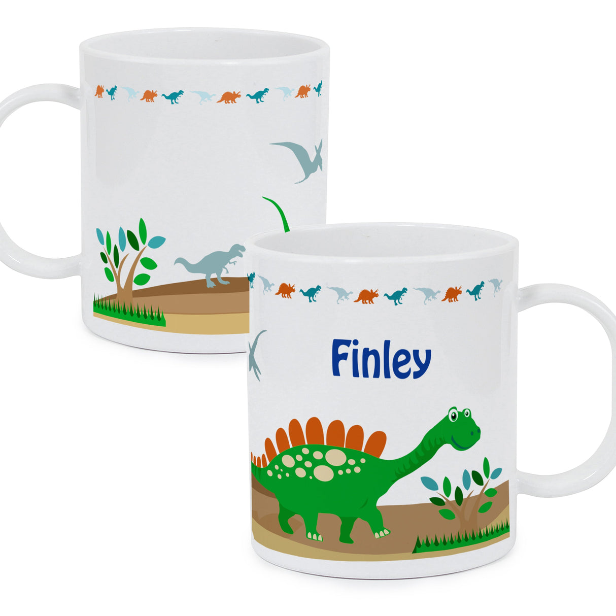 Personalised Dinosaur Plastic Mug: 3 - Plastic Mugs By Gift Moments