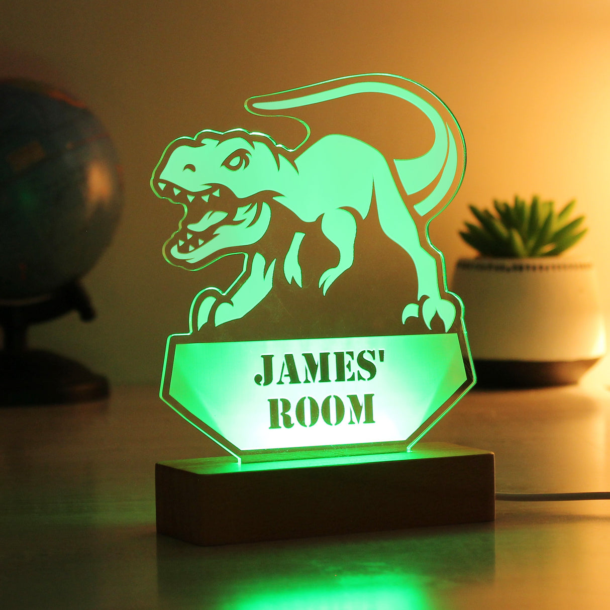 Personalised Dinosaur Wooden Based LED Light: 2 - LED Lighting By Gift Moments